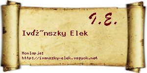Ivánszky Elek névjegykártya