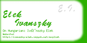 elek ivanszky business card